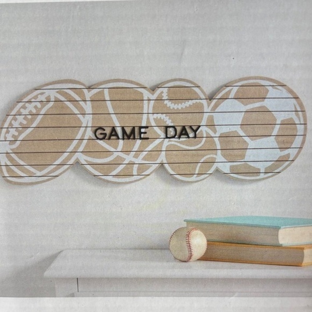 BIG Kids Decorative Wood Letter Board w/ Sports Design 23.7in by 8in NEW